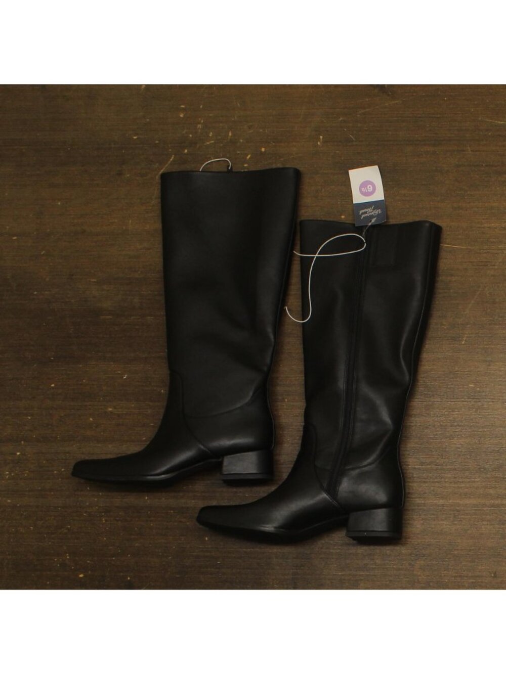 Universal Thread Womens Rhi Faux Leather Block Heel Riding Boots Black 6.5M